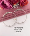 AD Diamond Design Silver Kadli Type Bangles Wholesale Price In Surat

